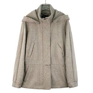 Loro Piana Oat-colored cashmere hooded long-sleeve jacket